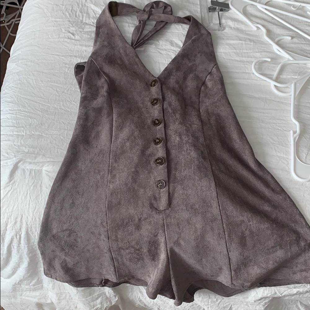 Grey suede romper